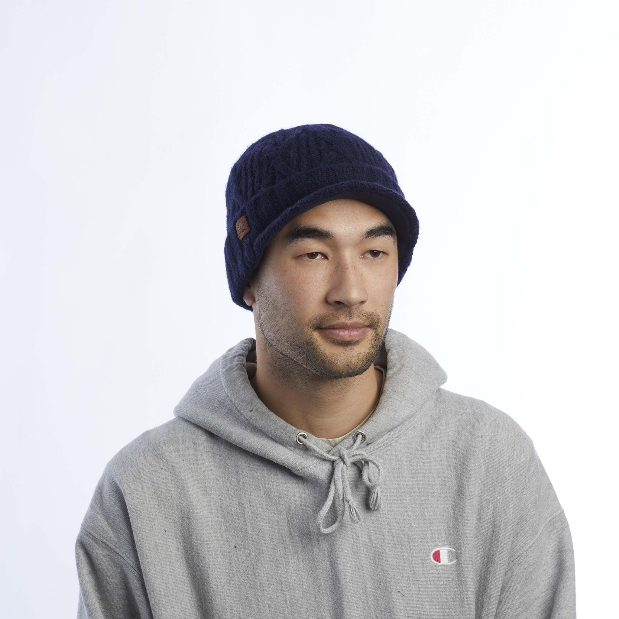 The Yukon Brim Cable Knit Wool Beanie - Image 12