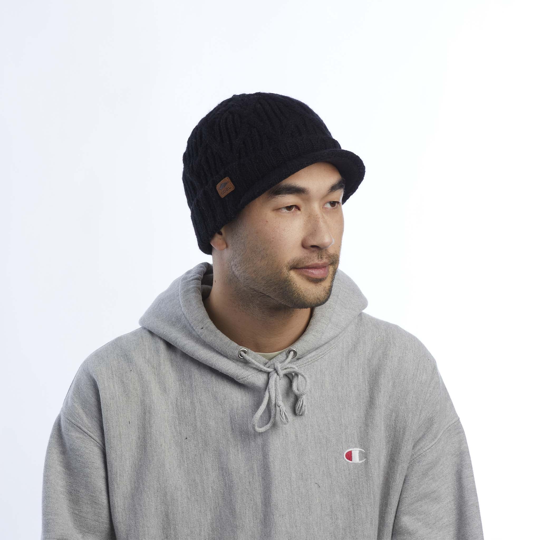 The Yukon Brim Cable Knit Wool Beanie - Image 13